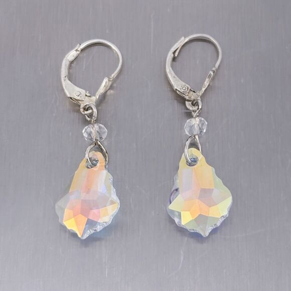 Vintage Sterling Silver 925 Crystal Dangle Earrings - Picture 3 of 7